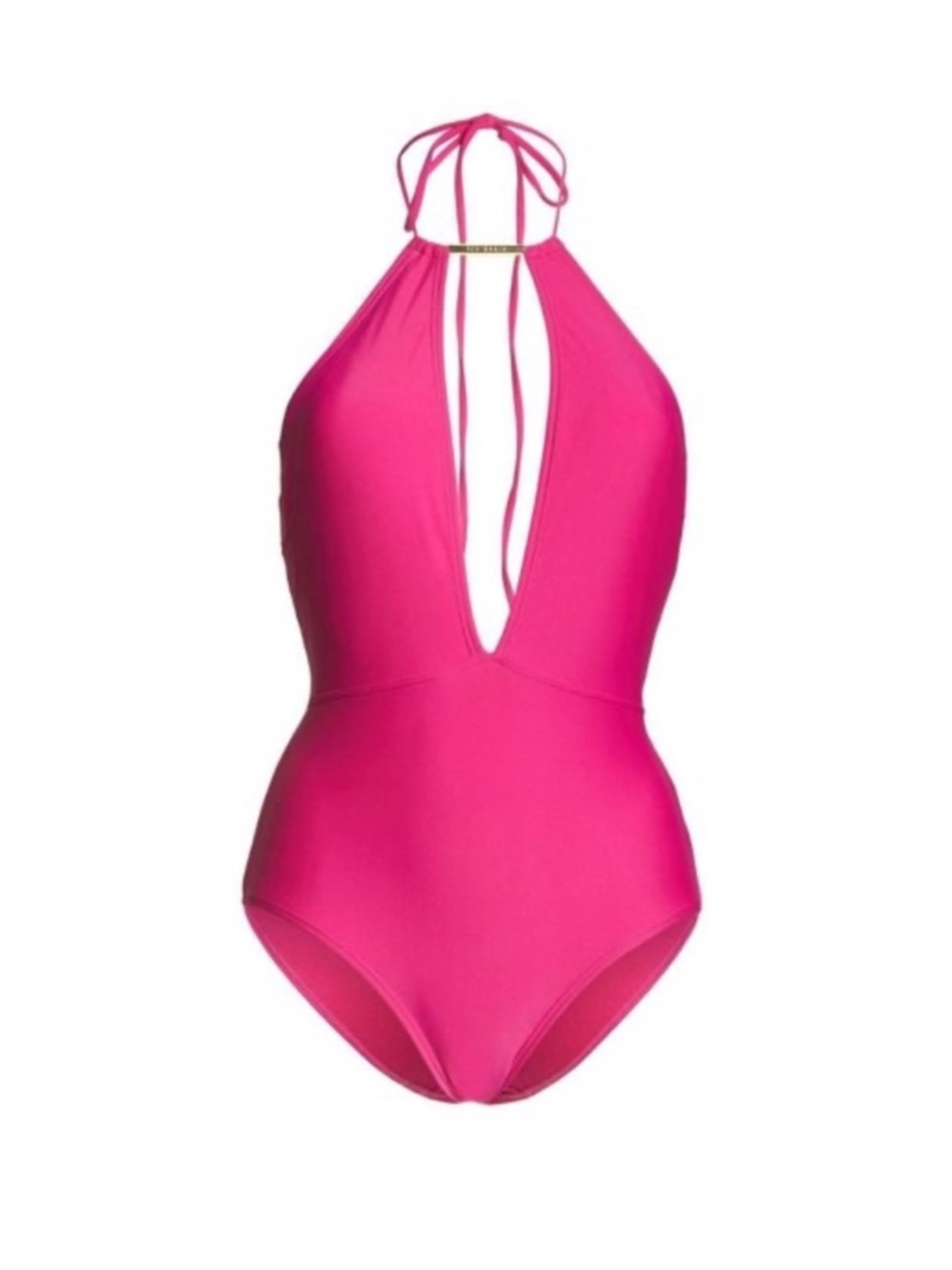 Ted Baker London Pikaa Halter One Piece Fushia Pink Plunging Neckline Deep V 8